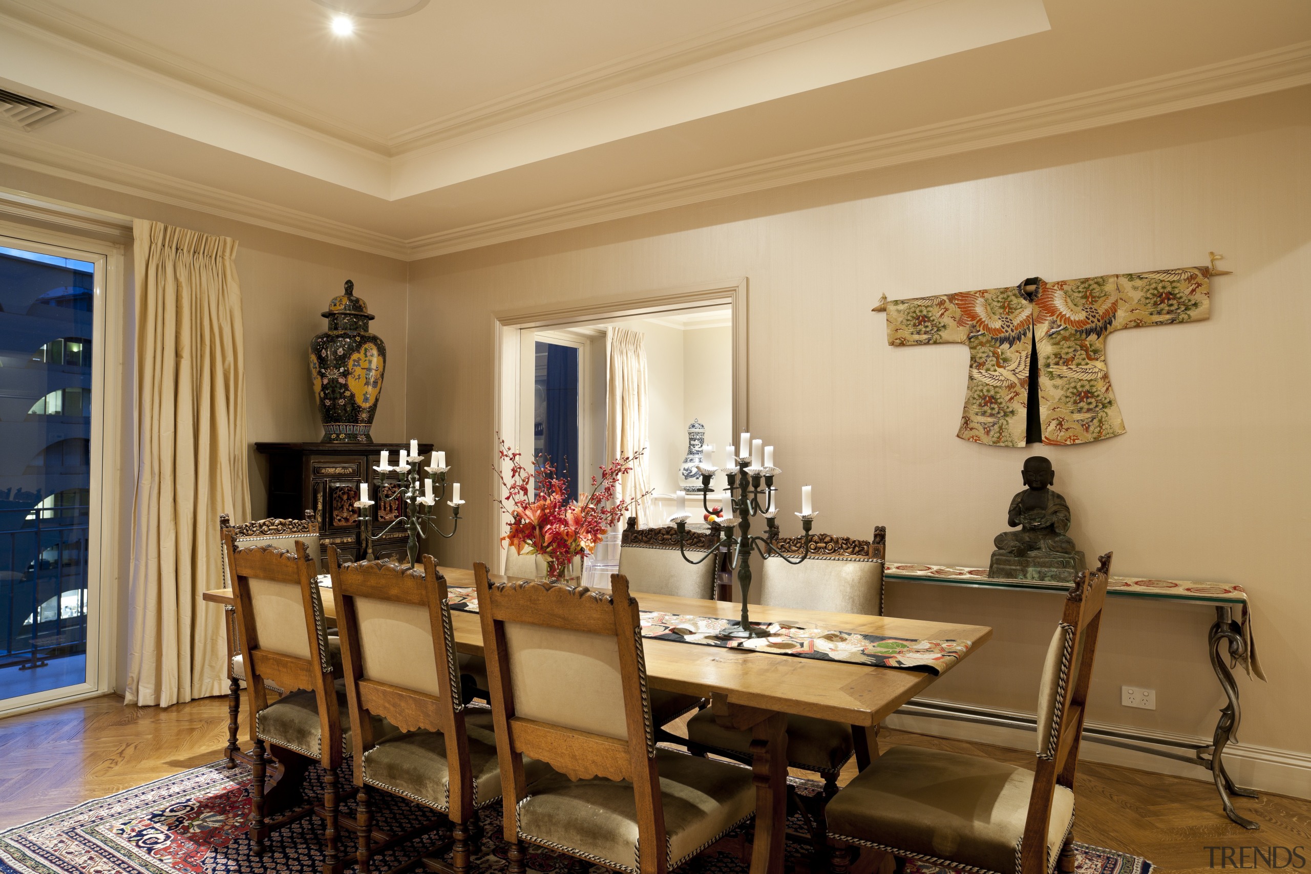 Touch of splendour  apartment by designer and ceiling, dining room, home, interior design, living room, property, real estate, room, table, orange, brown