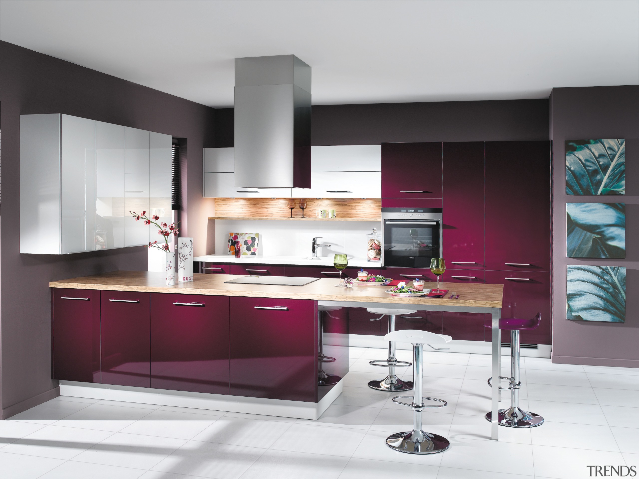 Good taste  Bold, daring designs emphasising vibrant cabinetry, countertop, cuisine classique, furniture, interior design, interior designer, kitchen, product design, white