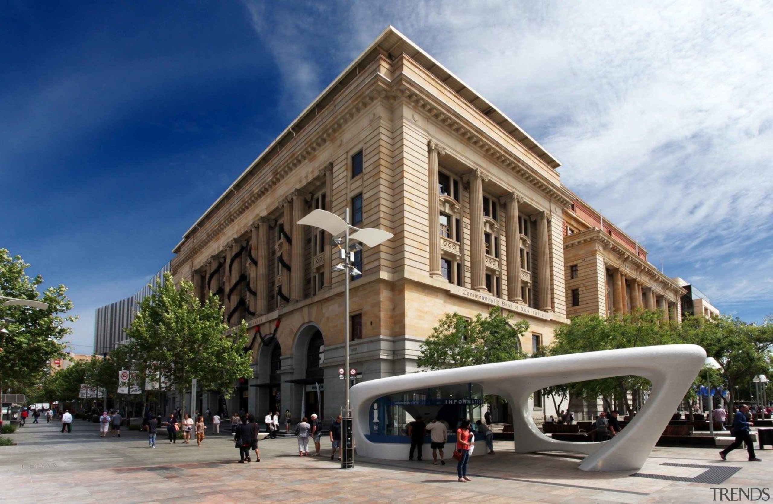 This award-winning architectural kiosk by Coniglio Ainsworth Architects architecture, building, corporate headquarters, facade, metropolitan area, mixed use, plaza