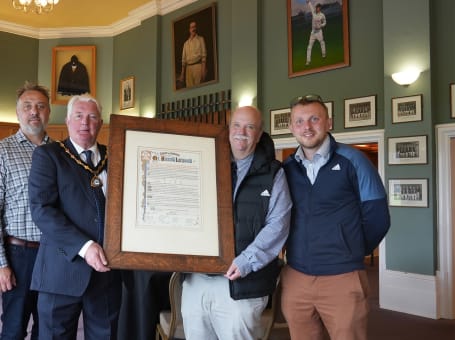 Harold Larwood memorabilia presentation by Ashfield District Council