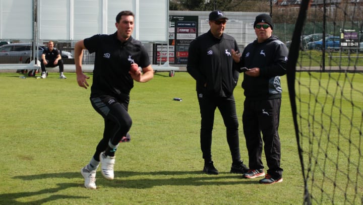 Footitt bowling in nets