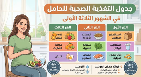 جدول التغذية الصحية للحامل في الشهور الثلاثة الأولى