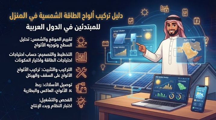 دليل تركيب ألواح الطاقة الشمسية في المنزل للمبتدئين في الدول العربية