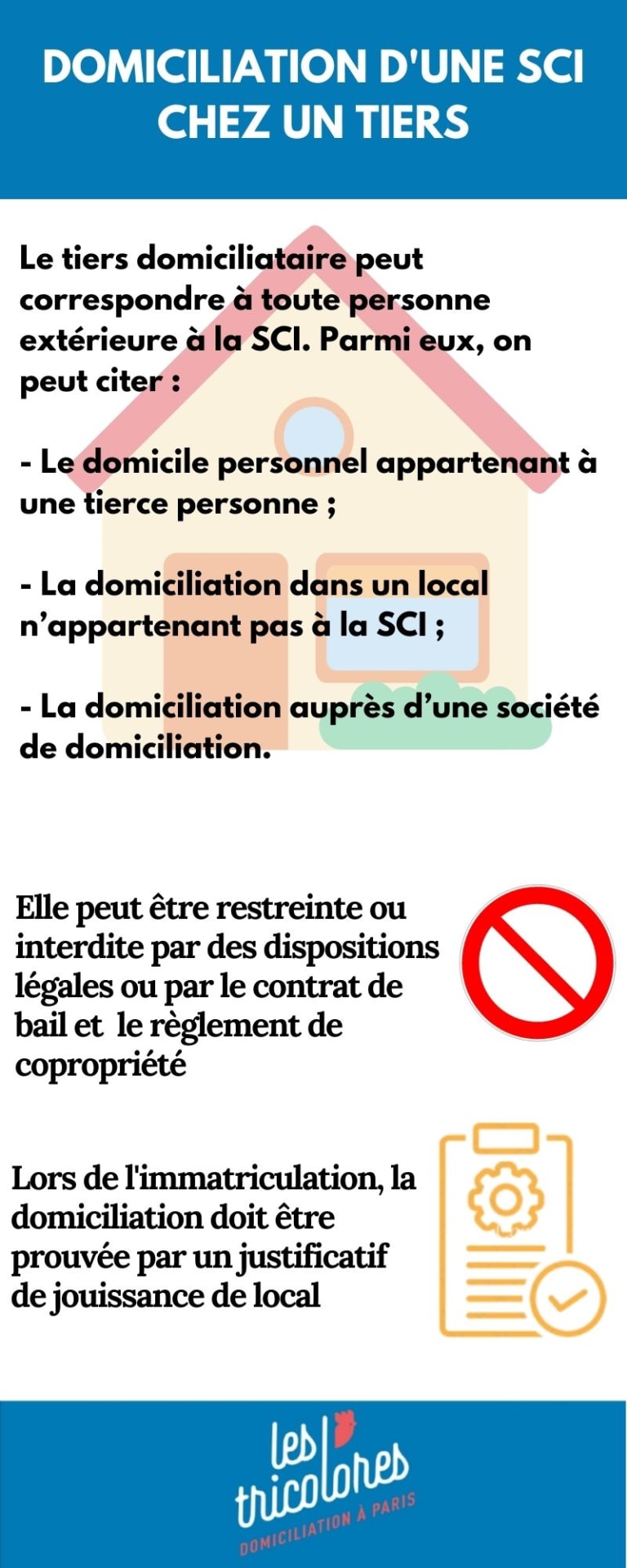 la domiciliation d'une SCI chez un tiers nécessite la connaissance de certianes règles