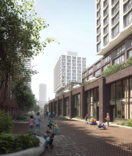 Brick Cladding Has Begun on Block 8 West Don Lands