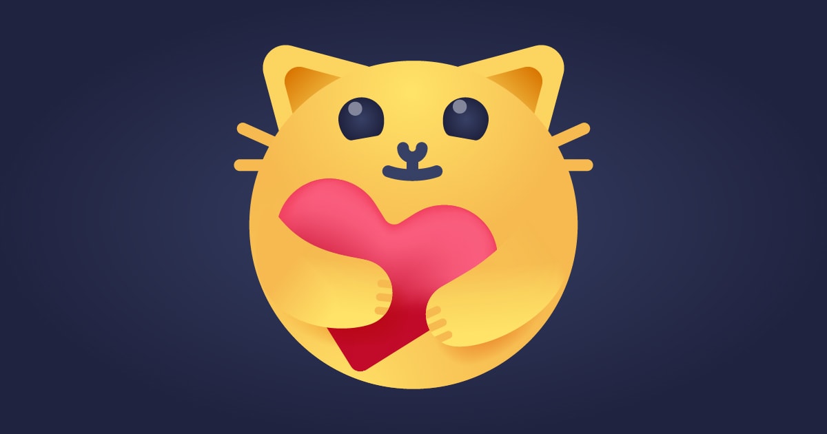 一隻貓貓抱著愛心emoji