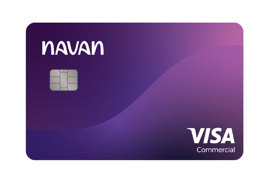 An image of the Navan corporate card that helps companies save time and money, with fast onboarding and spend policies enforced at the point of purchase.
