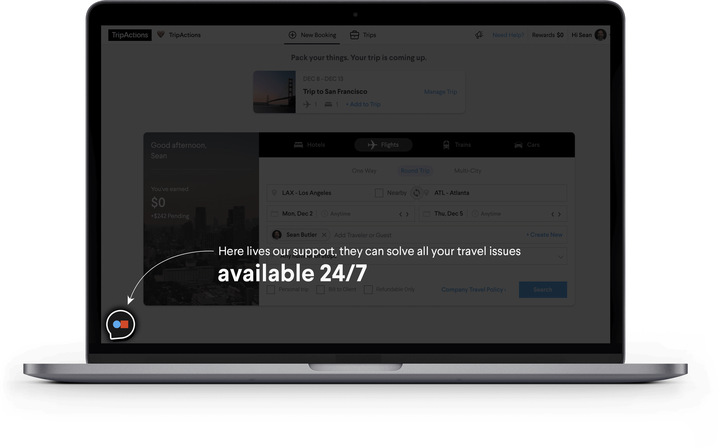 TripActions Product Screenshot - Onboarding made fast and easy