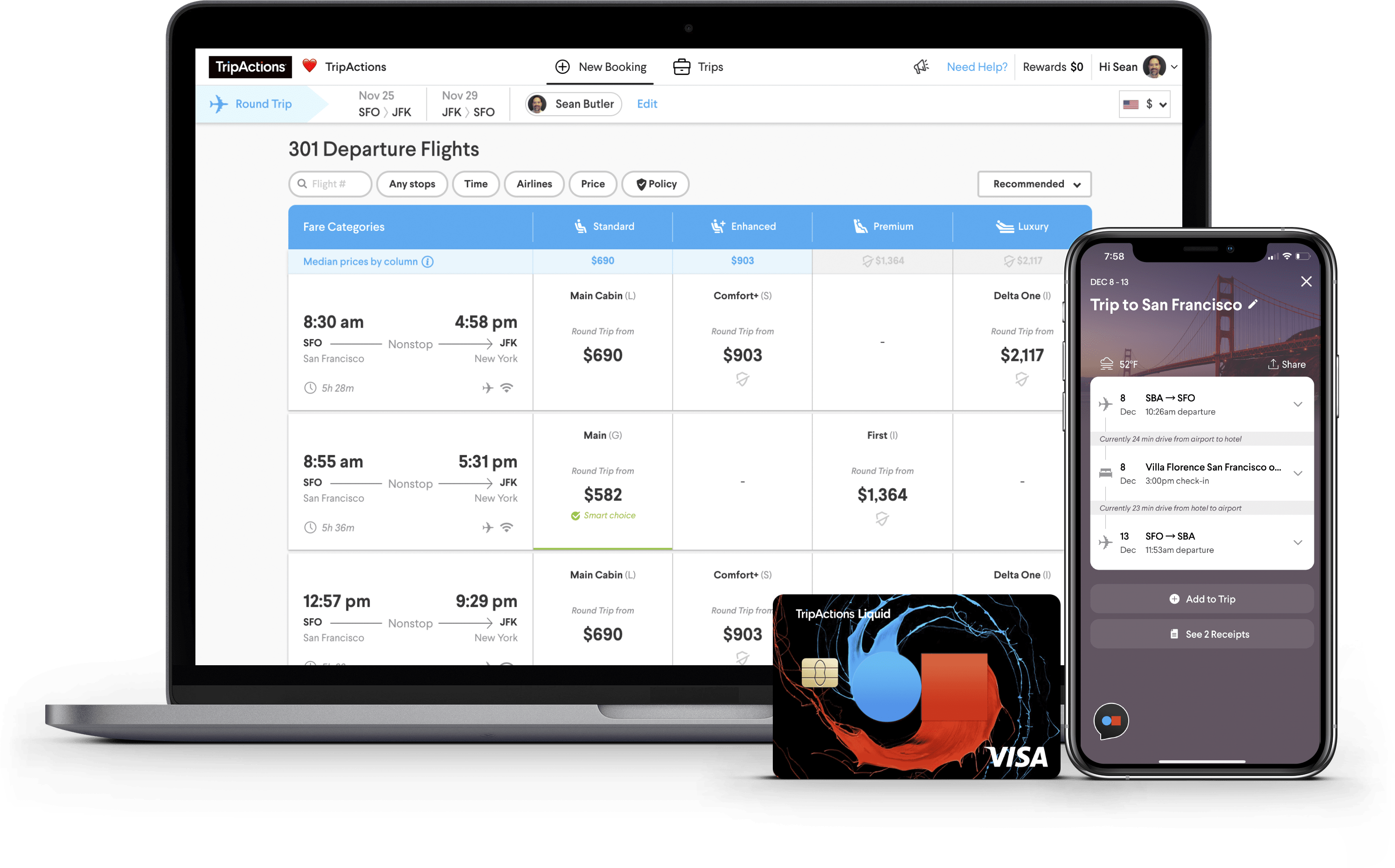 TripActions admin dashboard view