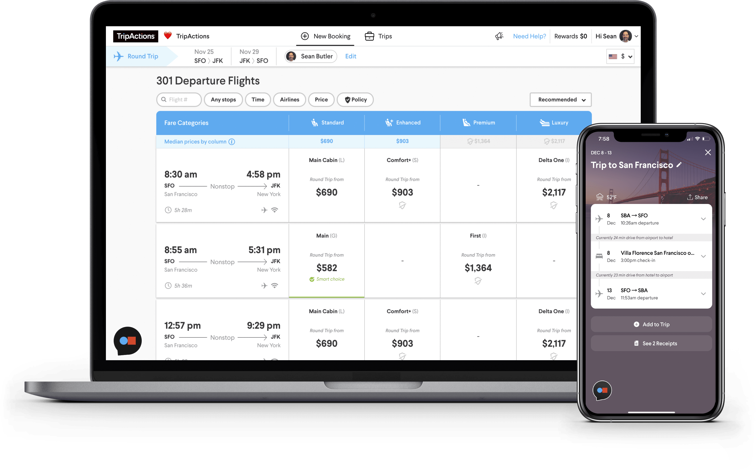 TripActions Product Screenshot - Policy setup is simplified when you use smart features like dynamic policy