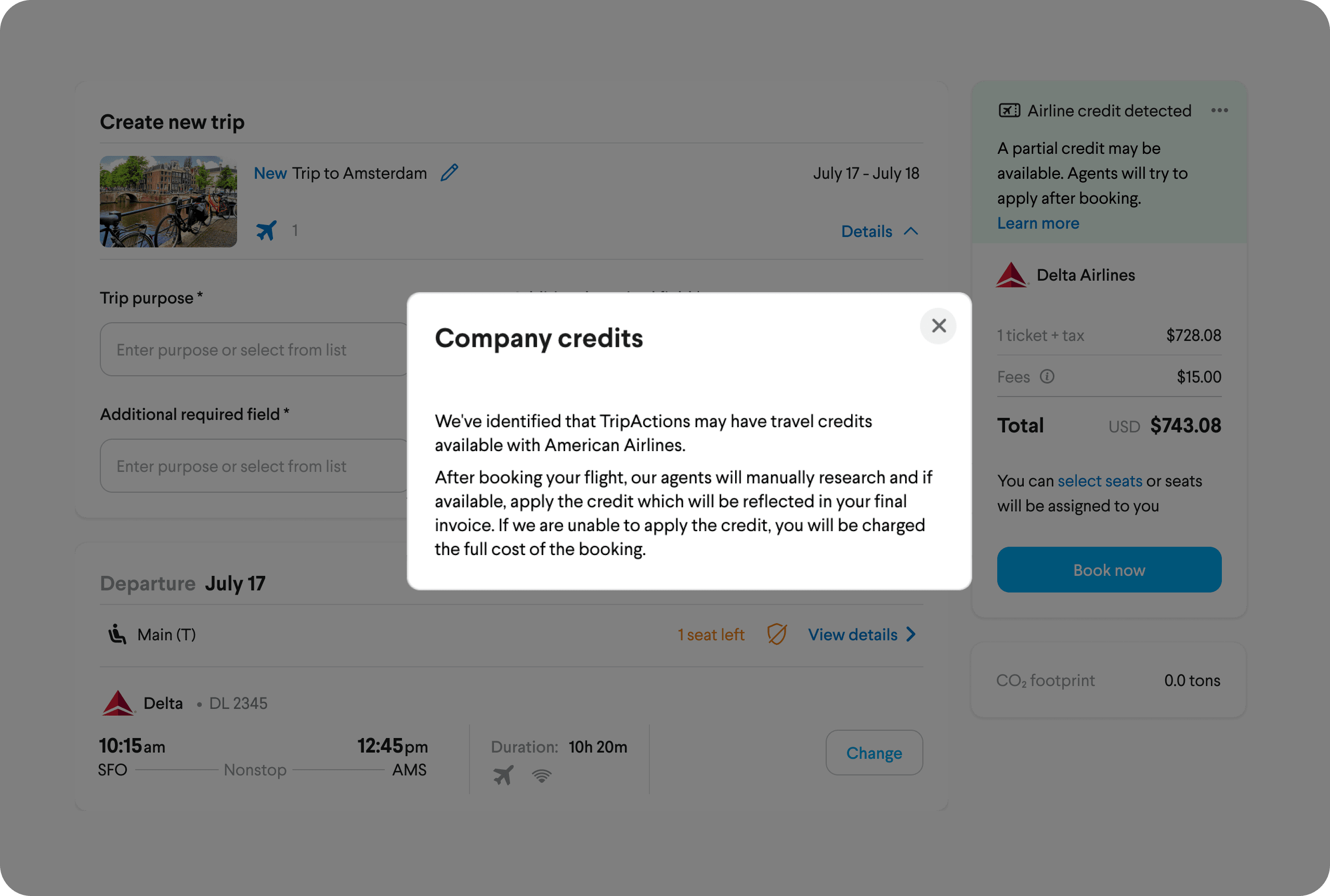 Image example of check-out messaging when an unused ticket name change has been enabled to allow the transfer of tickets from non-employees to current employees