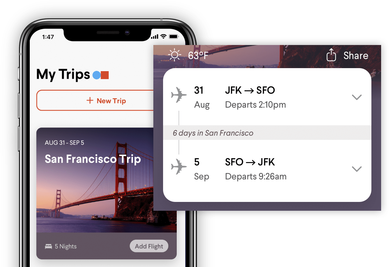 TripActions Product Screenshot - Mobile app experience takes the pain out of traveling for work
