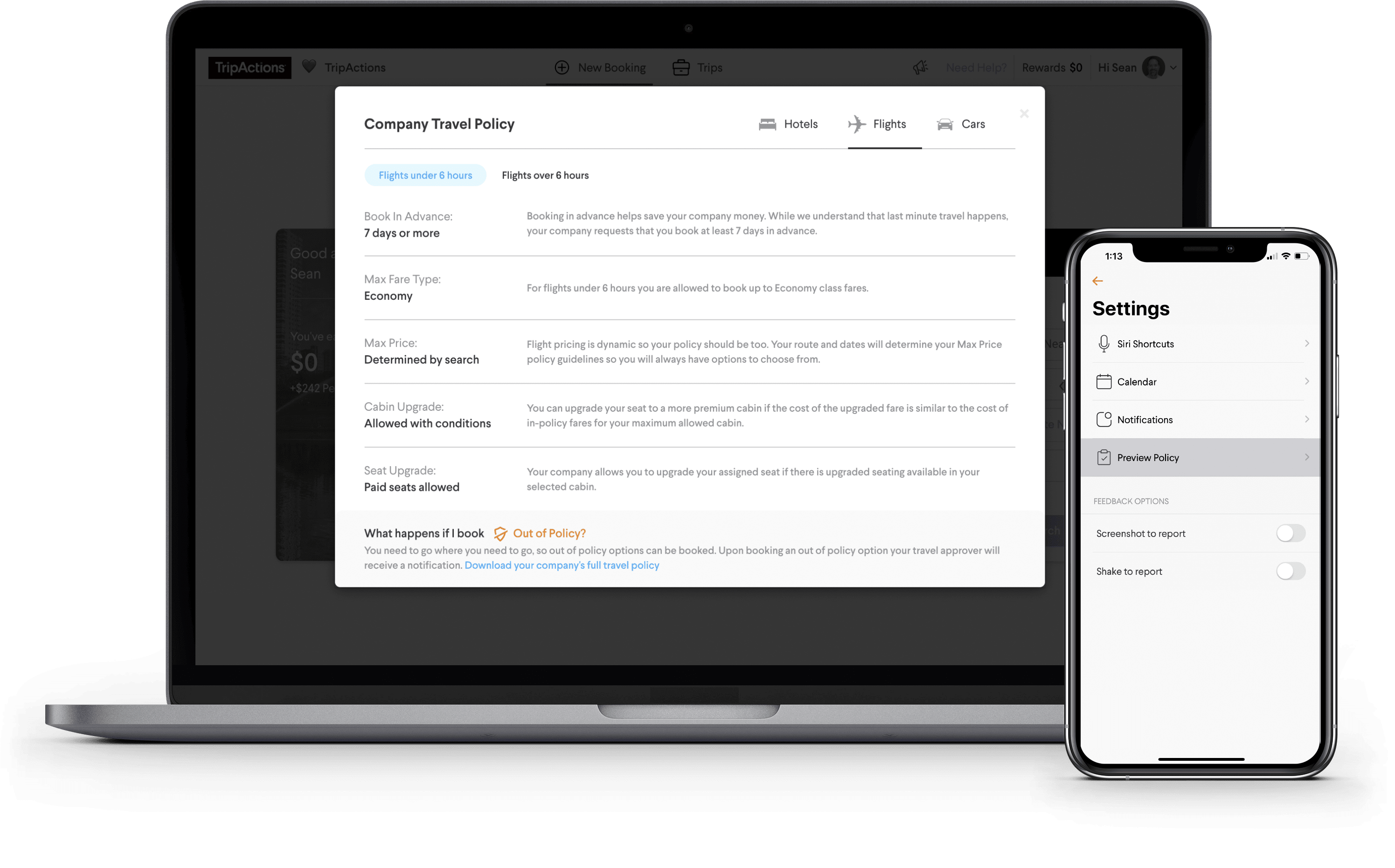 Why TripActions Product Screenshot - Easy and fast travel program and policy setup