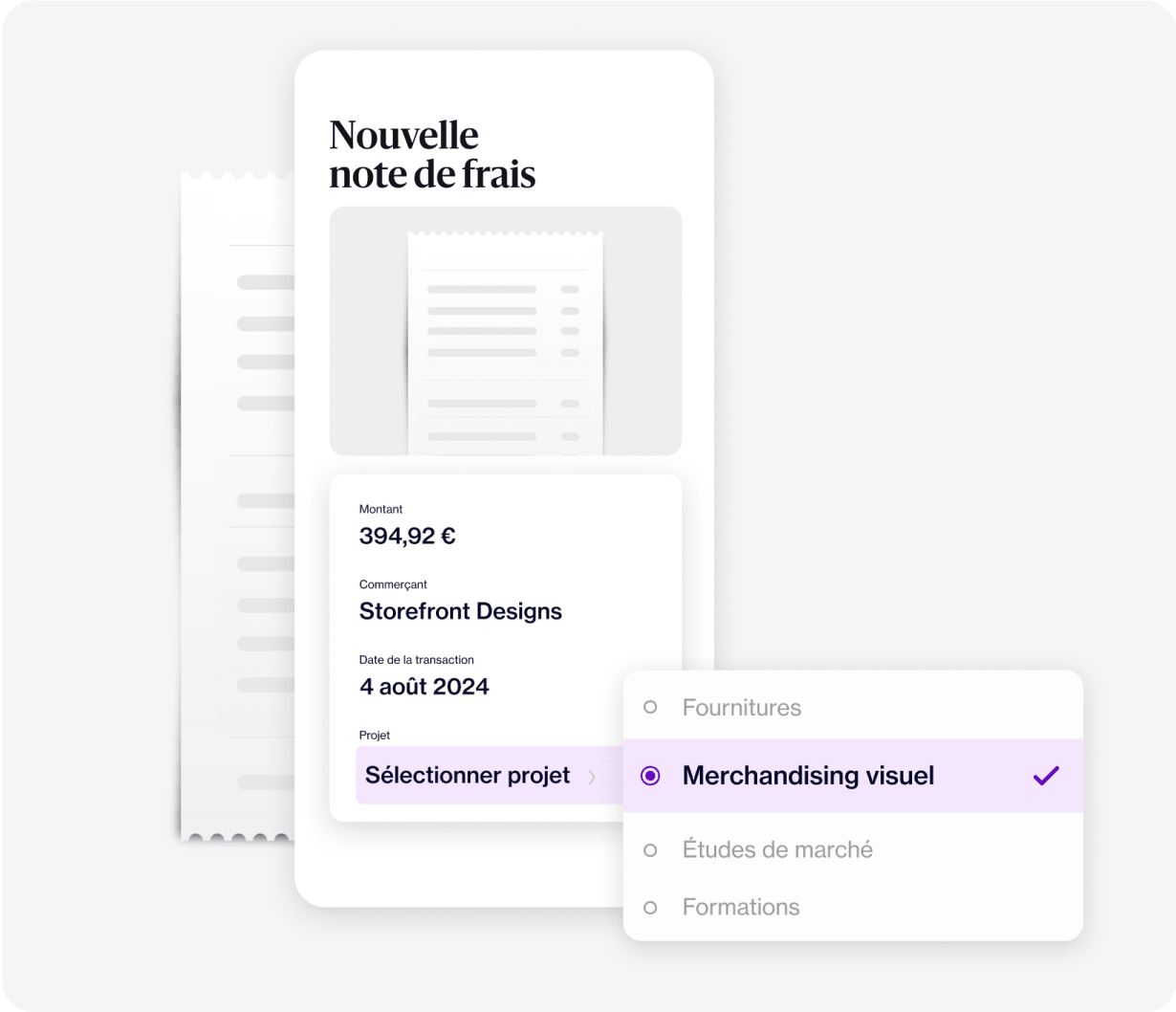 Note de frais d'une employée du secteur de la vente sur l'application Navan