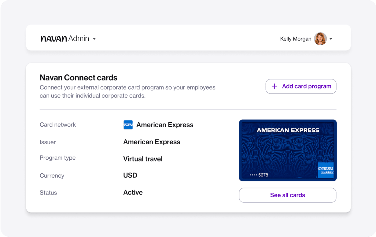 Navan Connect cards - American Express