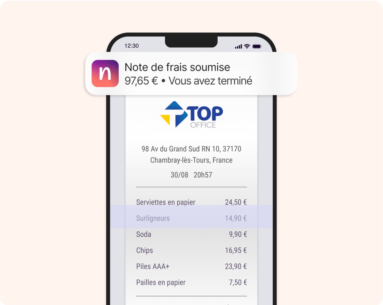 Soumission automatique d'une note de frais sur Navan