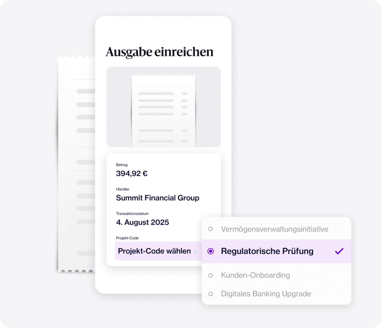 Einreichen einer Ausgaben für eine regulatorische Prüfung bei einem Finanzdienstleister