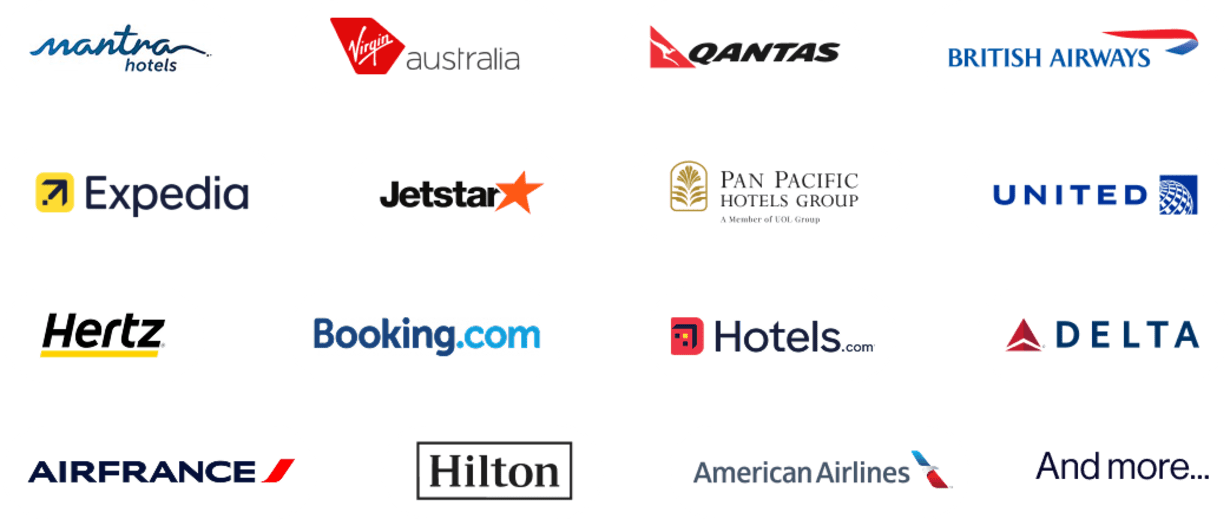 airlines and hotels logos - desktop AU