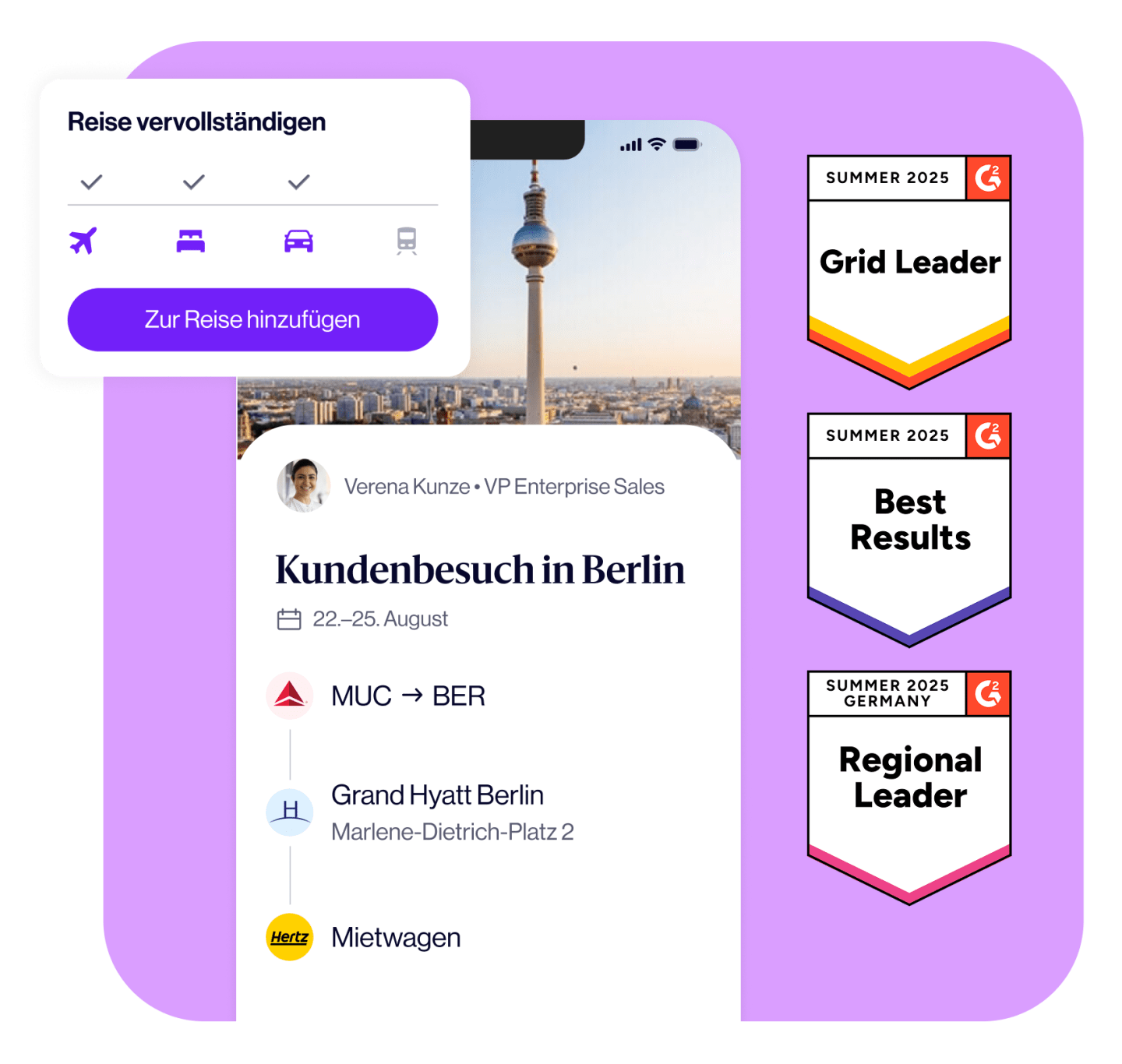 Reiseplan für einen Kundenbesuch in Berlin mit Navan