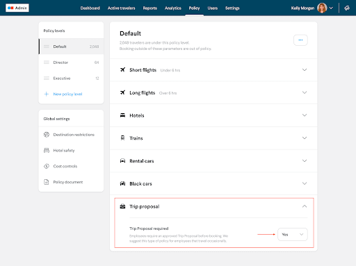 TA Admin Dashboard Trip Proposal