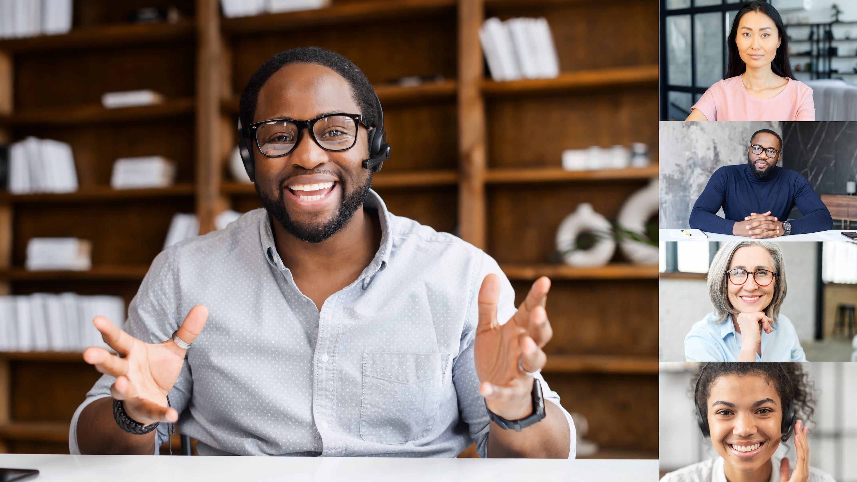 a virtual meeting with several participants on screen