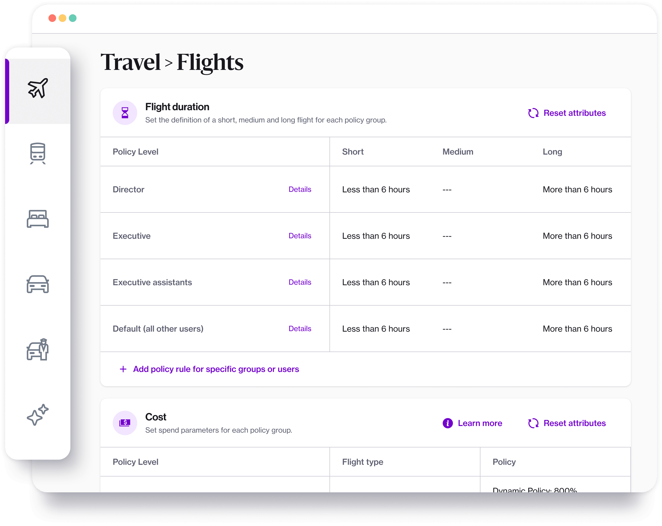 A close look at flight policy settings using the Navan desktop app