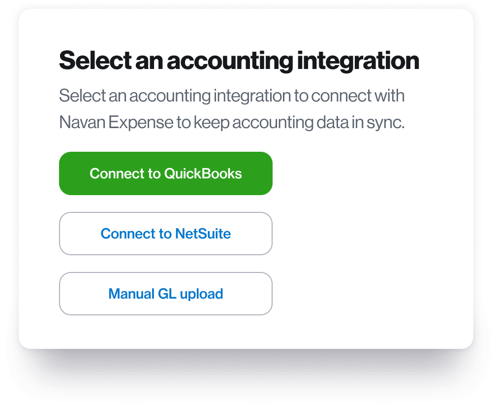 An image of the accounting integrations available on the Navan corporate travel platform.