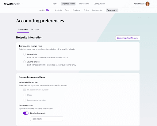 Batch Records with the NetSuite Integration in Navan Expense.