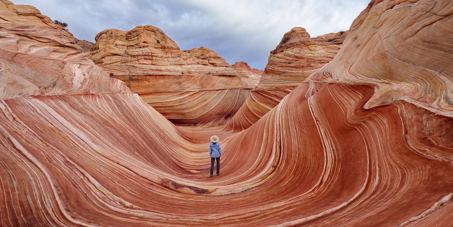 a traveler at the wave in arizona having a great experience as a travel incentive from her company