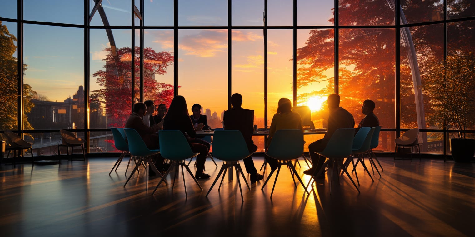 meeting room at sunset. business travel agent