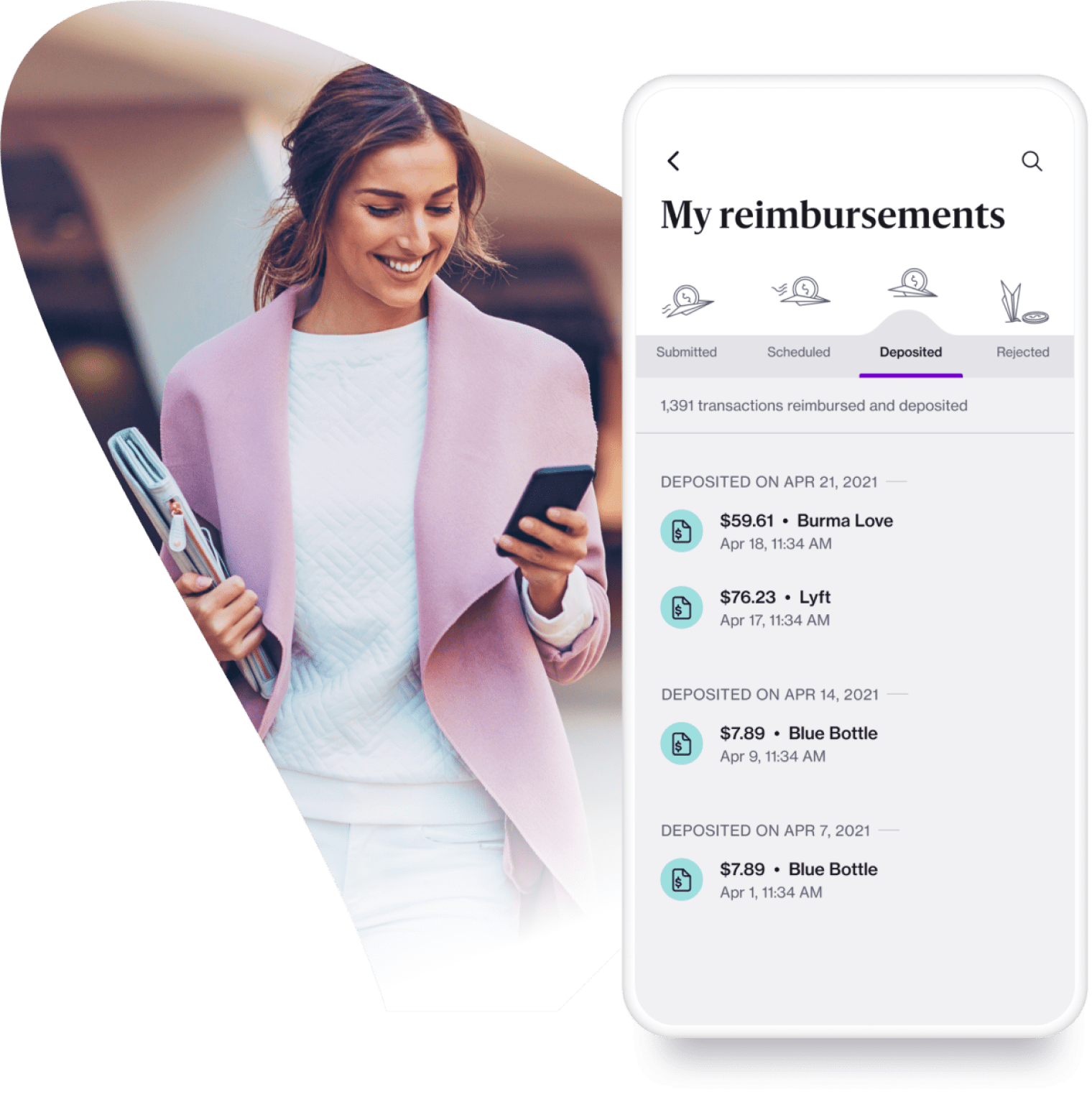 Employee viewing the Navan app