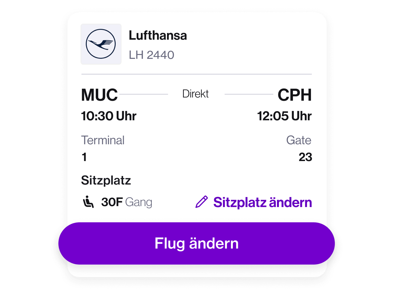 Navan Travel Mobile-Ansicht für Flugbuchungen