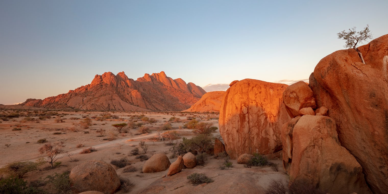 Desert at sundown. Travel risk management