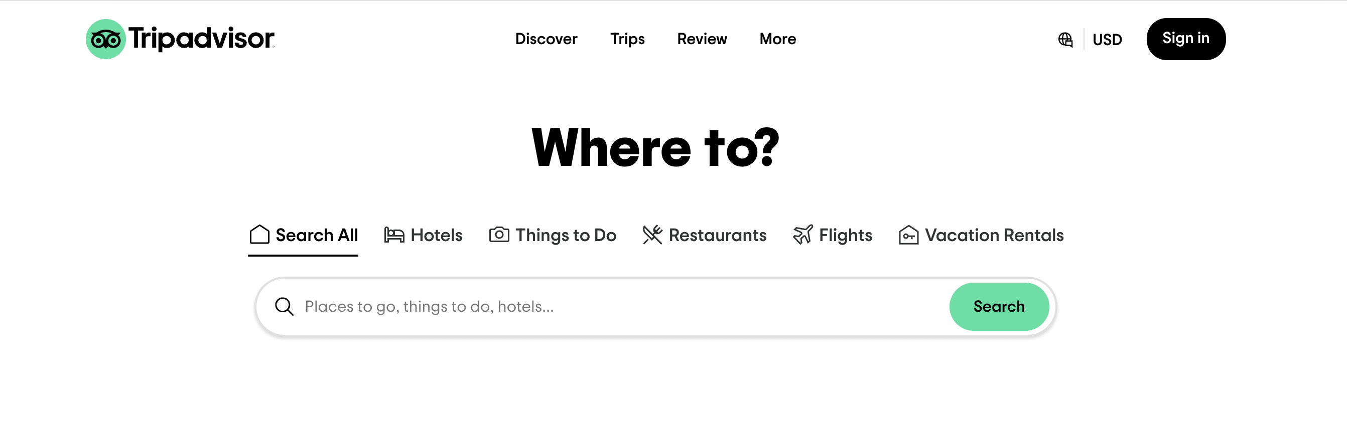 Desktop view of the tripadvisor website