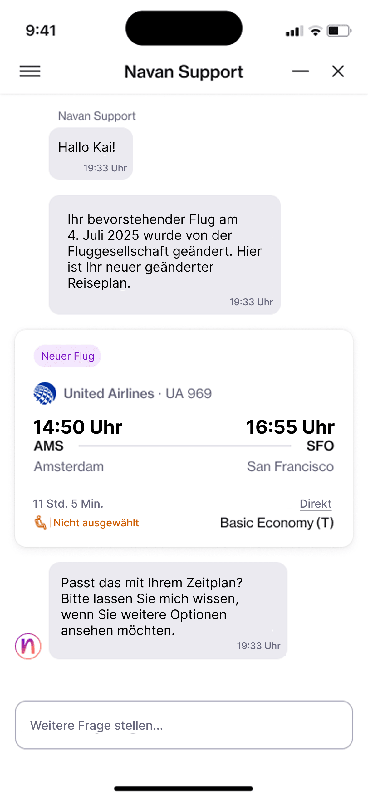 Kundenservice durch die virtuelle Assistenz Ava von Navan