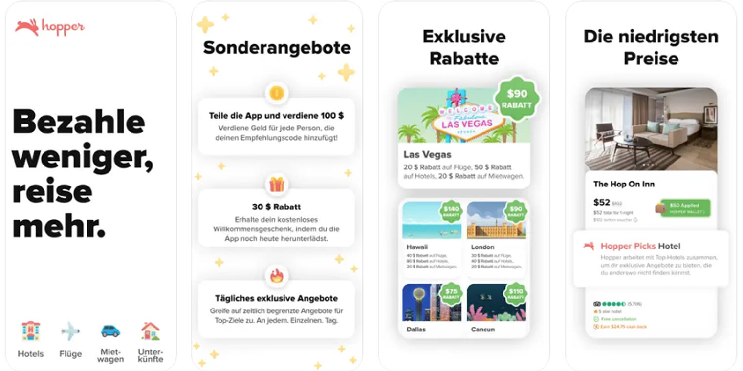 Die Reiseplanungs-App hopper hilft Reisen zu planen.
