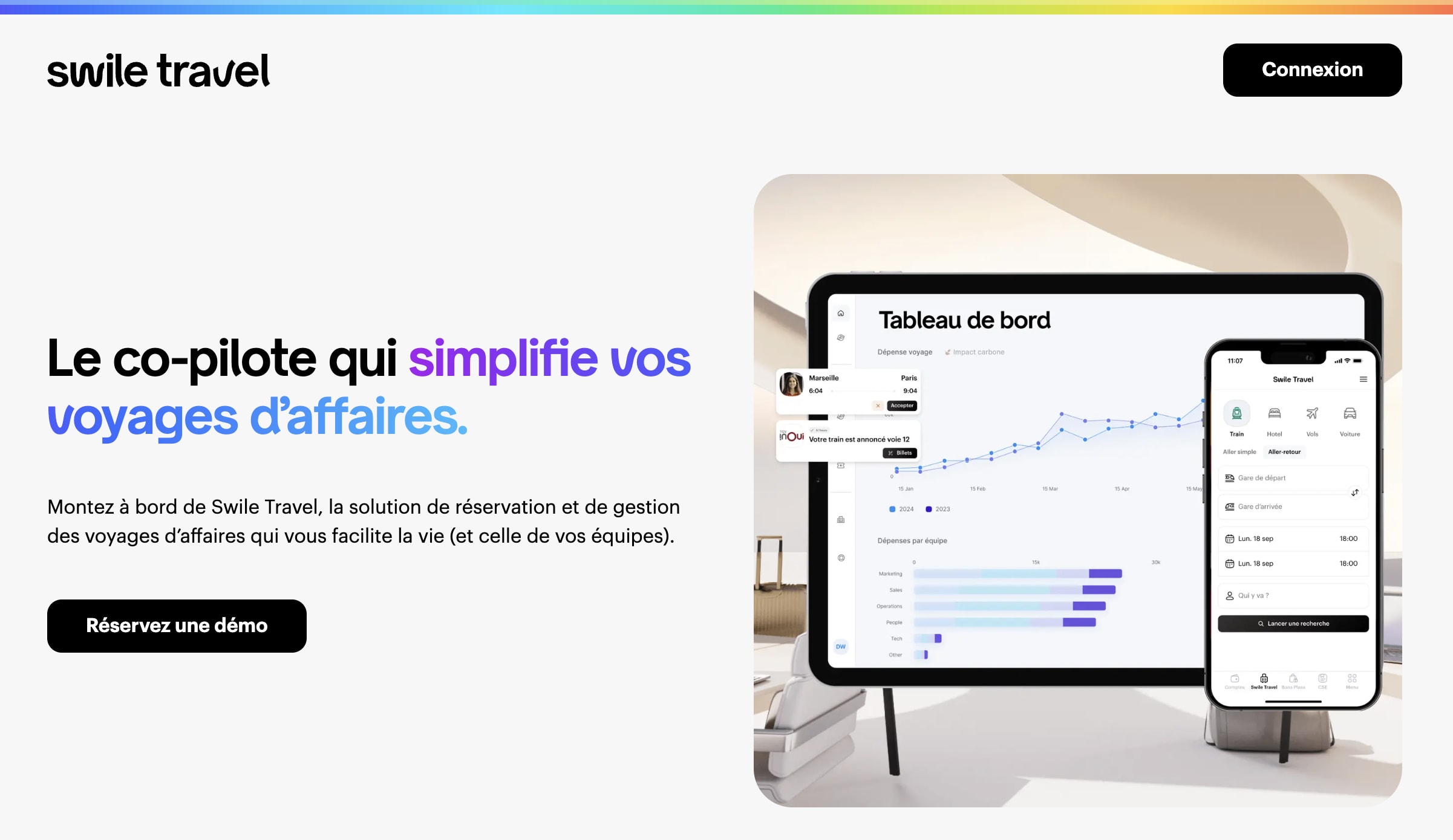 Interface de Swile Travel