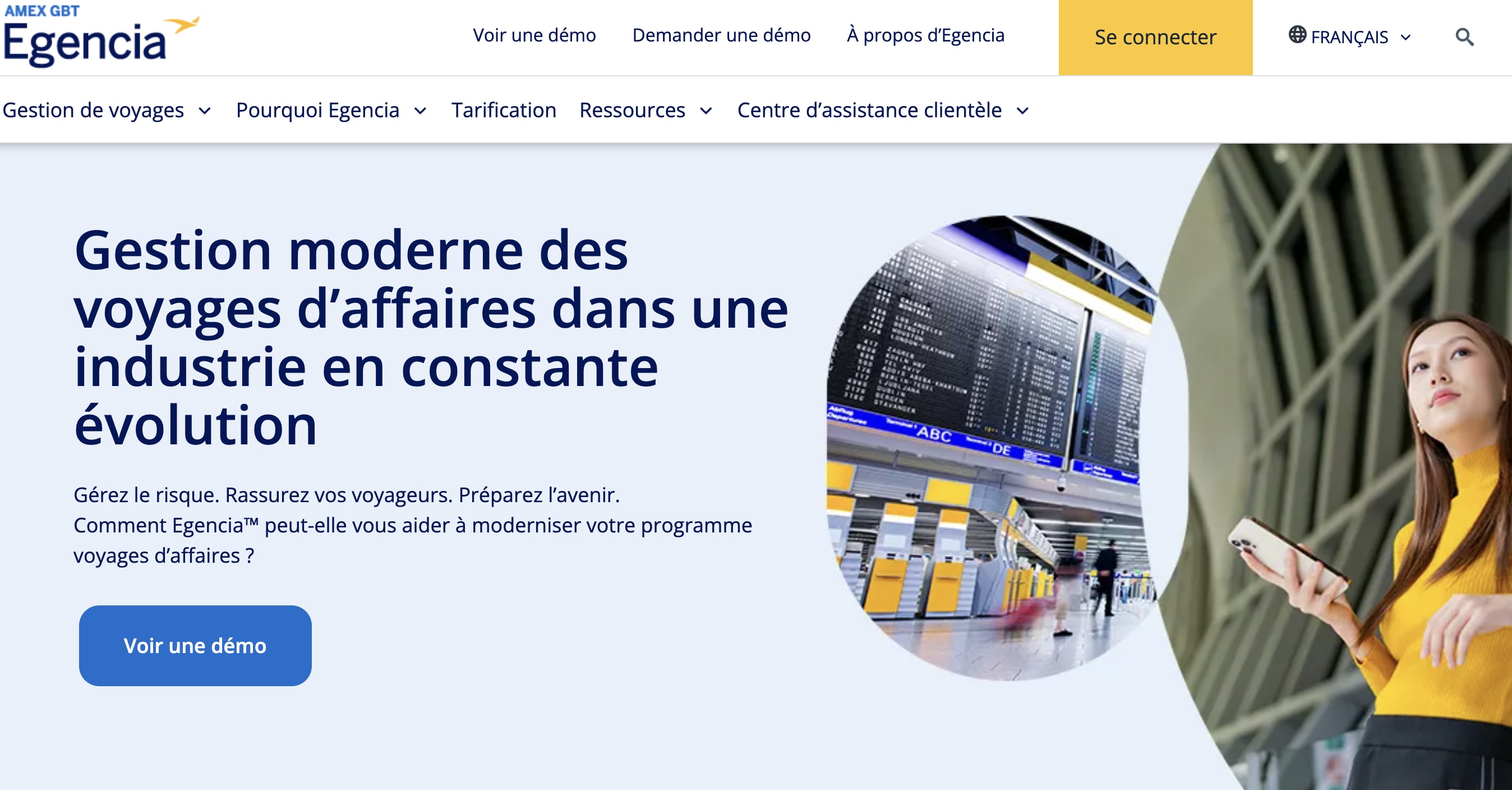 Interface de Egencia