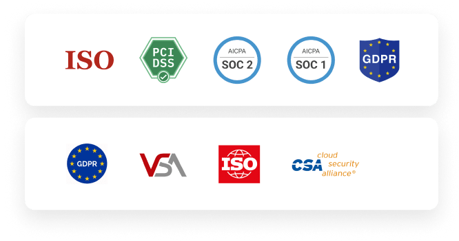 La sécurité des données chez Navan : ISO, PCIDSS, AICPA SOC 2, AICPA SOC 1, GDPR, VSA, CSA