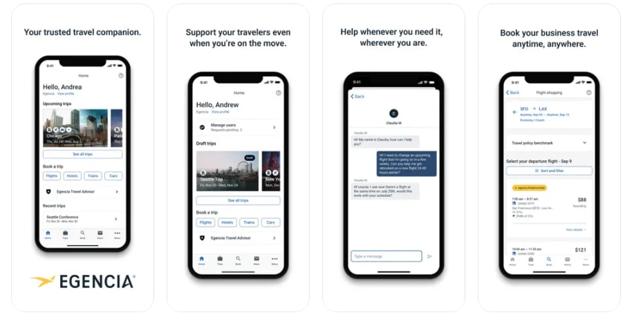 Die Business-Travel-Management-App von Egencia.
