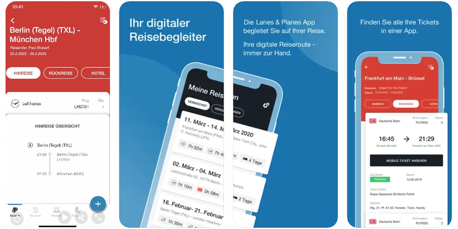 Lanes & Planes in der App-Ansicht.