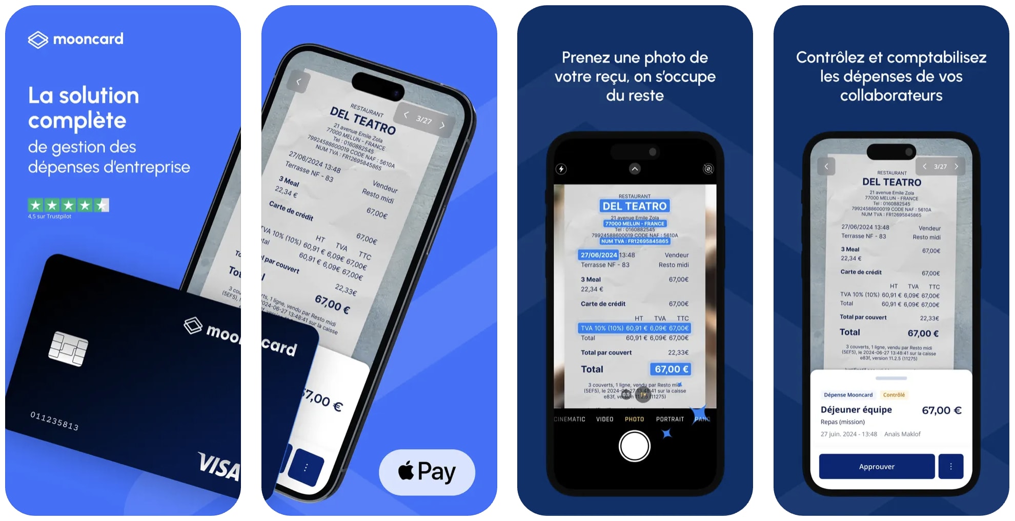 Interface mobile Mooncard