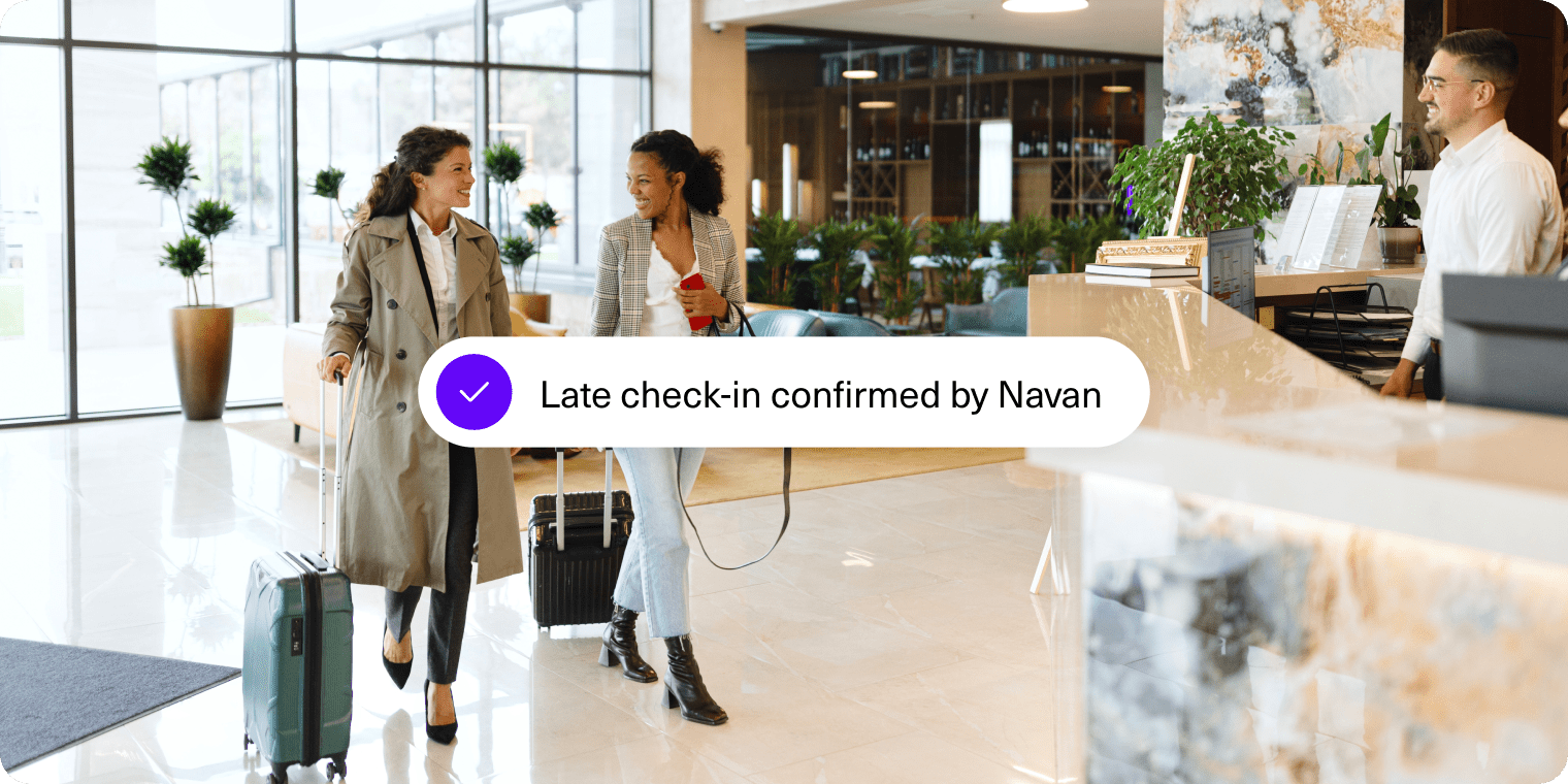 Navan CCA: AI Agent That Calls Hotels - Hero Image - Late check-in confirmed by Navan