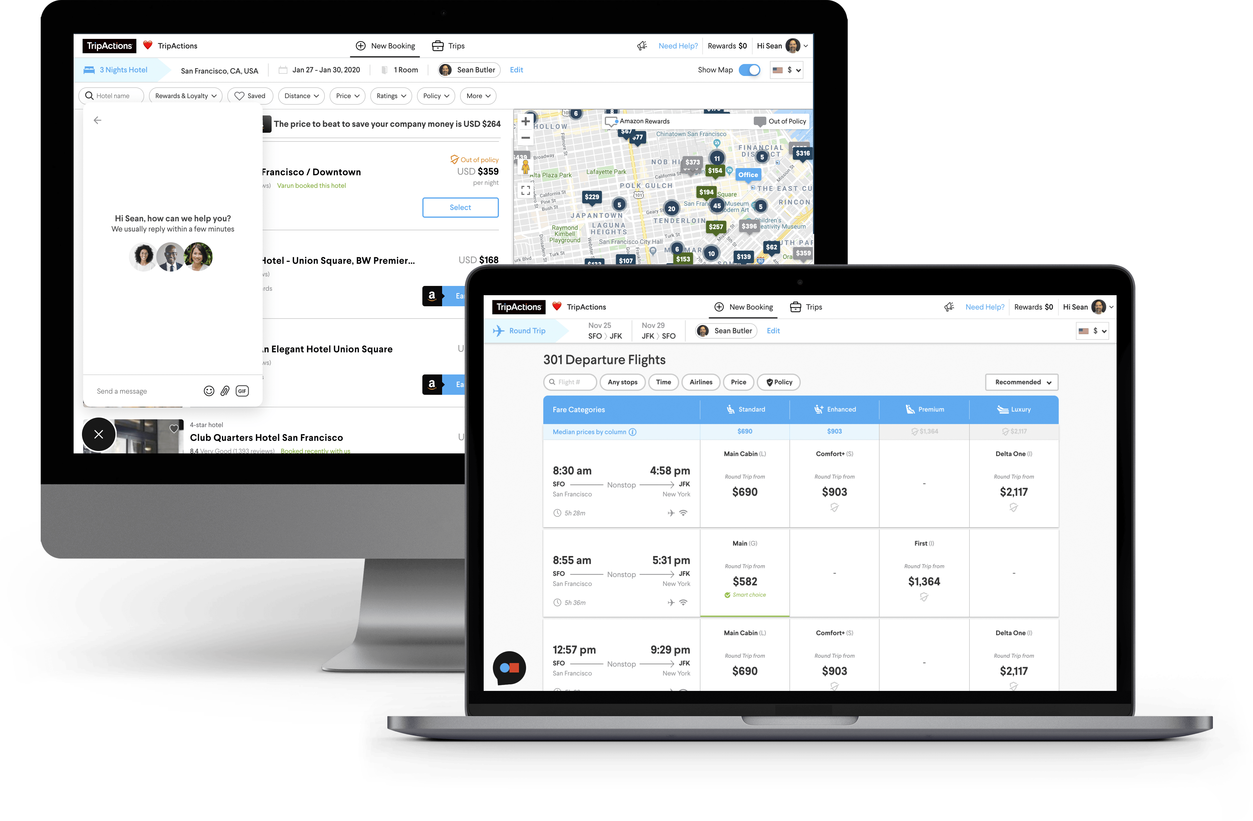 Establish a travel policy booking product screen