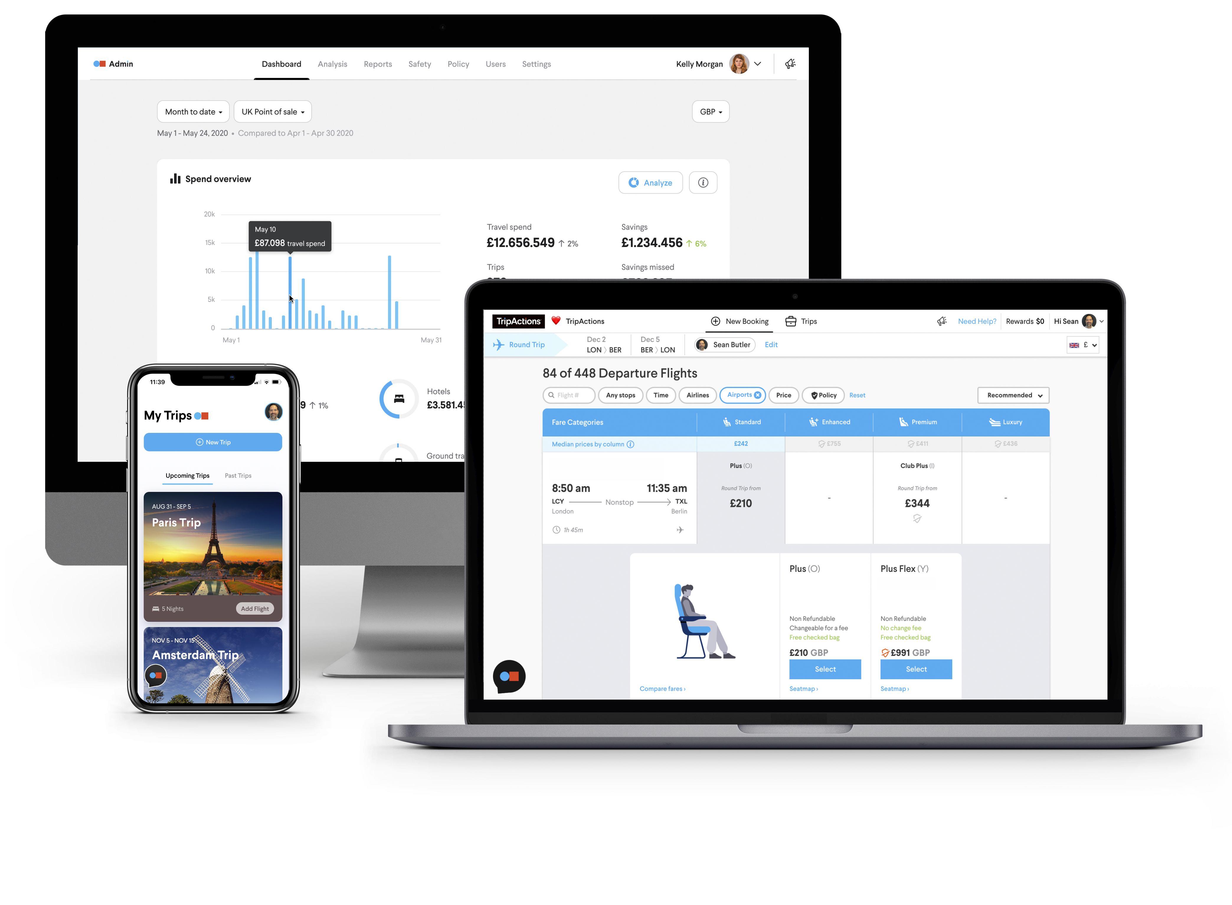 Why TripActions Product Screenshot - Visibility into travel spend with custom dashboards