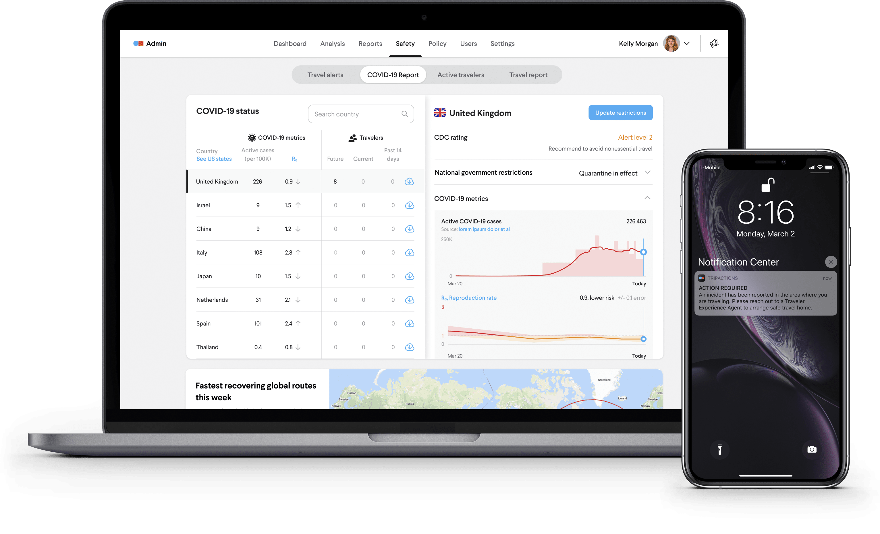 Business Travel Continuity - Travel alert banner administrator dashboard