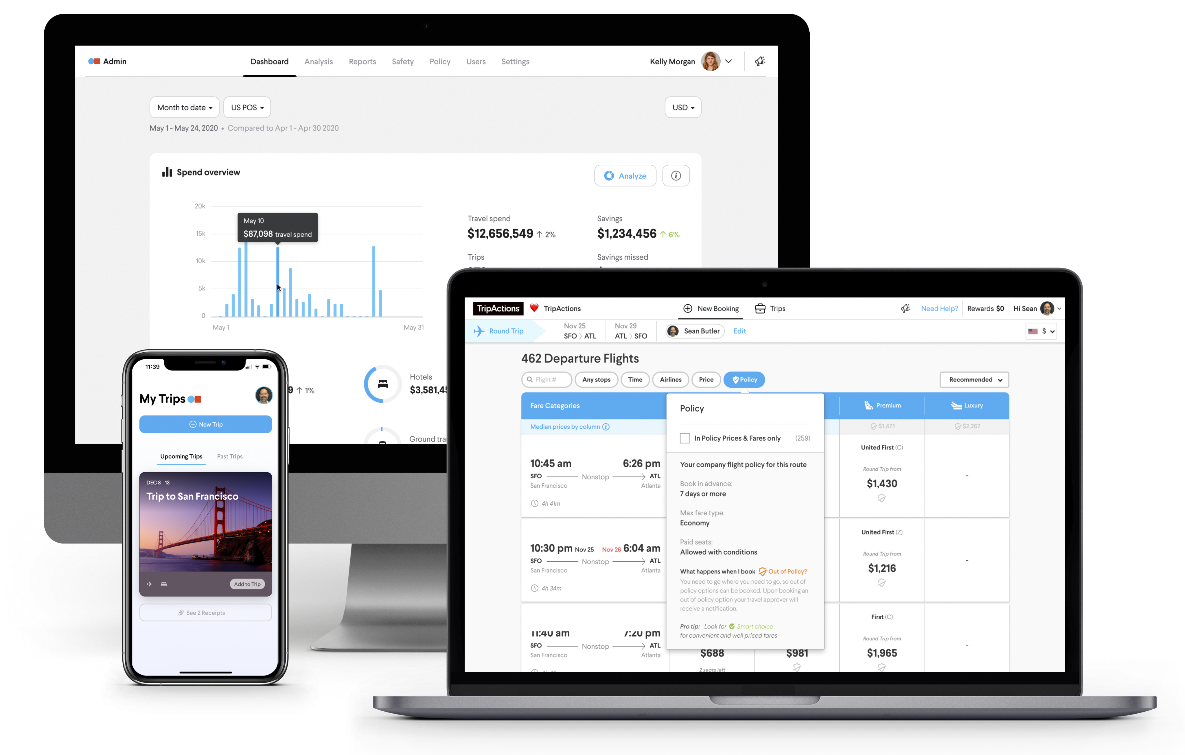 Why TripActions Product Screenshot - Visibility into travel spend with custom dashboards