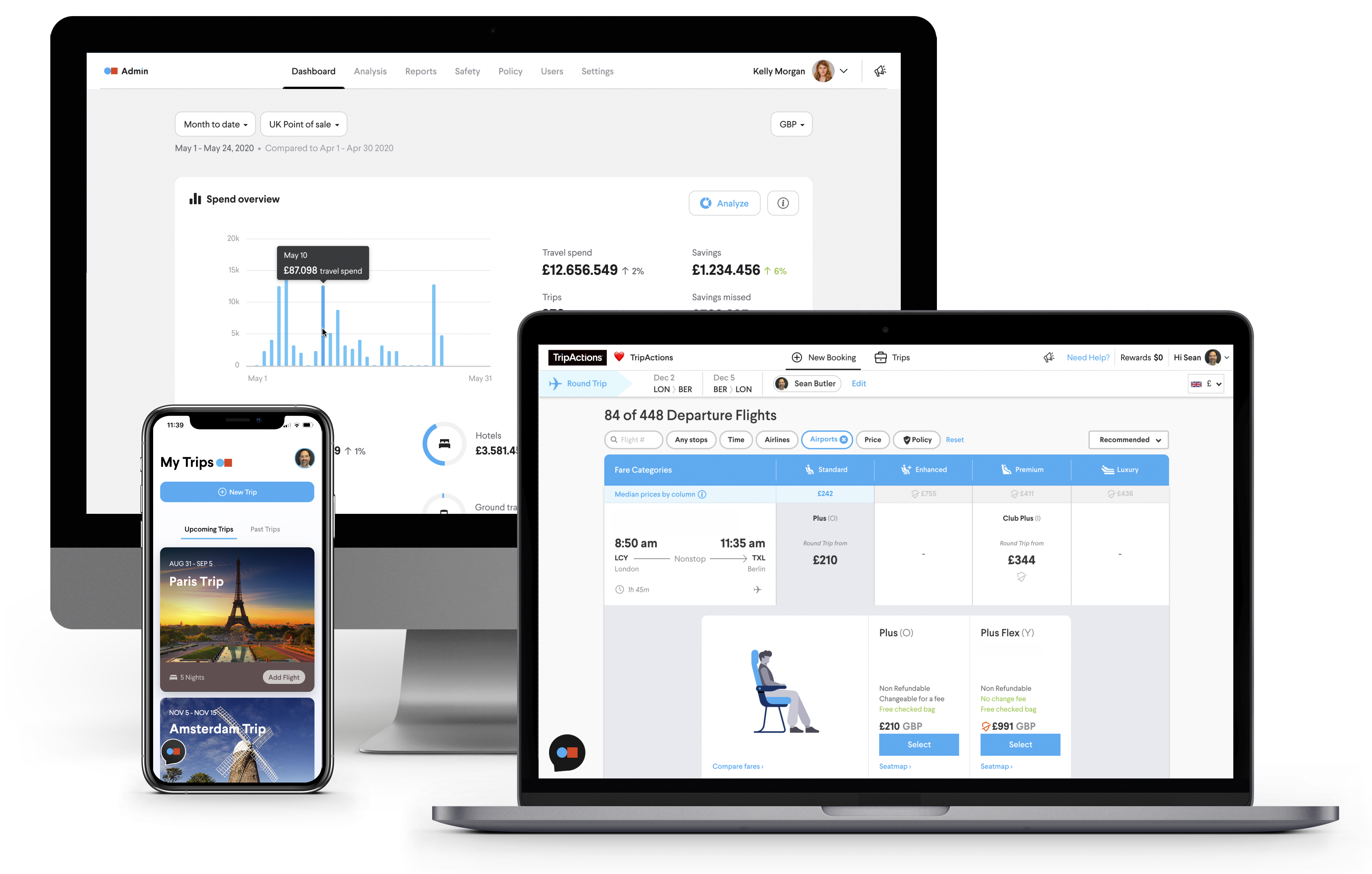Why TripActions Product Screenshot - Visibility into travel spend with custom dashboards