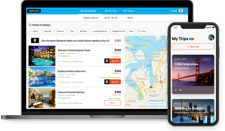 TripActions Product Screenshot - Unrivaled inventory and search powered by machine learning