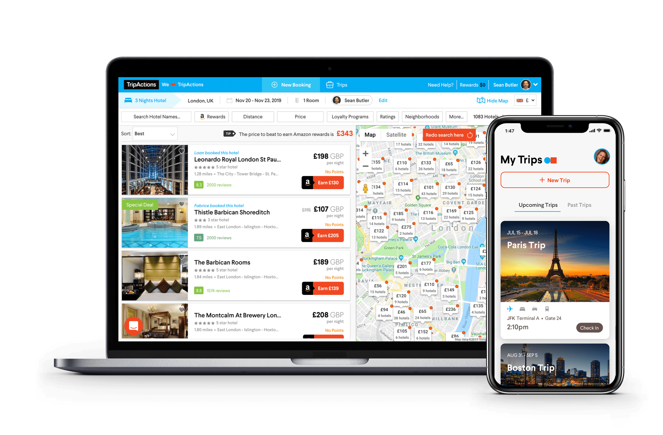 TripActions Product Screenshot - Unrivaled inventory and search powered by machine learning
